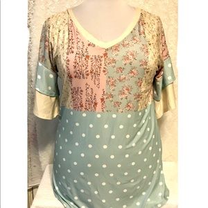 NWT Women’s Pastel Patchwork Pattern Top- Large